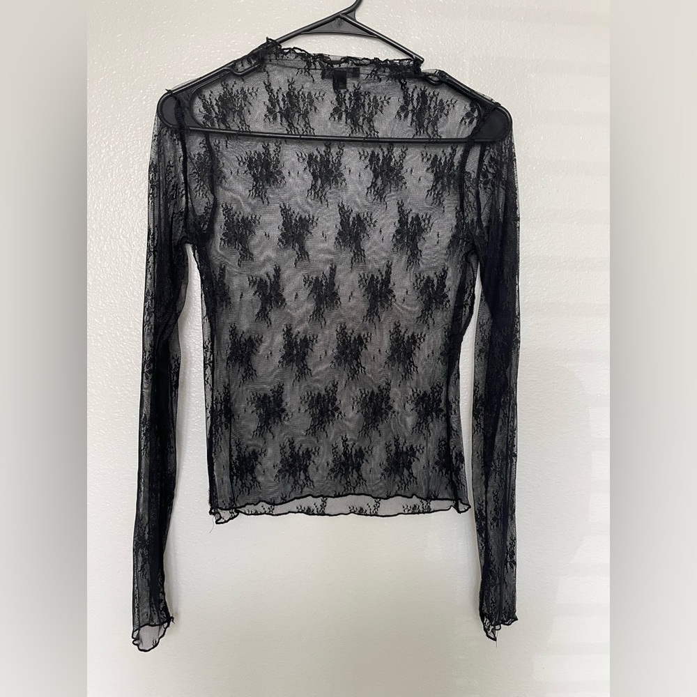 Wild Fable Sheer Black Lace Blouse